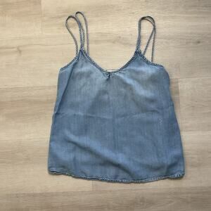 Cloth and Stone Womens Light Denim Crop Top Made in USA Small C1128